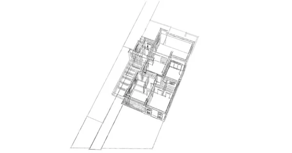 Líneas Abstractas Dibujo Concepto Arte Arquitectónico Formas Geométricas Mínimas — Foto de Stock