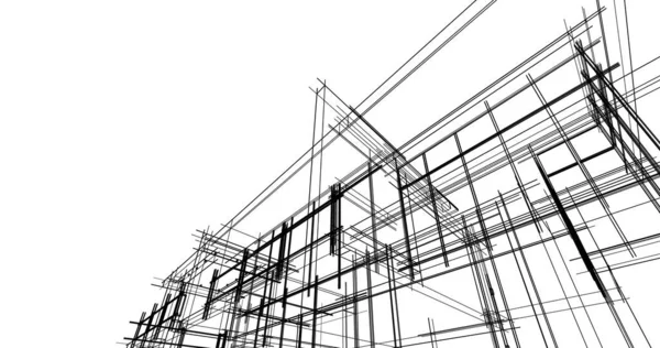 Líneas Abstractas Dibujo Concepto Arte Arquitectónico Formas Geométricas Mínimas —  Fotos de Stock