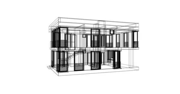 Architektur Gebäude Illustration Auf Hintergrund — Stockfoto