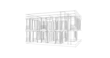 Arkaplanda mimari bina 3d illüstrasyon