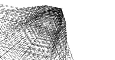 Arkaplanda mimari bina 3d illüstrasyon