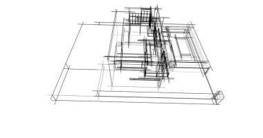 Mimari sanat konseptinde soyut çizgiler, minimum geometrik şekiller. 