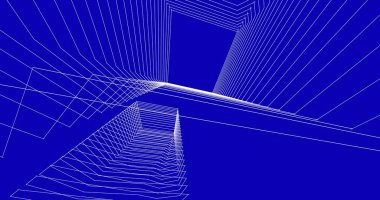 Mimari sanat konseptinde soyut çizgiler, minimum geometrik şekiller. 