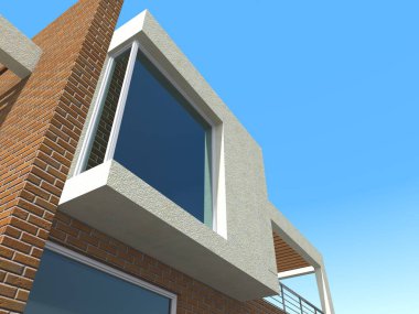 Arkaplanda mimari bina 3d illüstrasyon