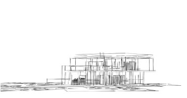 Mimari sanat konseptinde soyut çizgiler, minimum geometrik şekiller. 