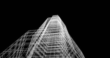 Arkaplanda mimari bina 3d illüstrasyon