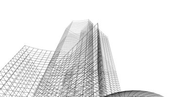 Mimari sanat konseptinde soyut çizgiler, minimum geometrik şekiller. 