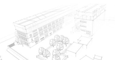 Mimari sanat konseptinde soyut çizgiler, minimum geometrik şekiller. 