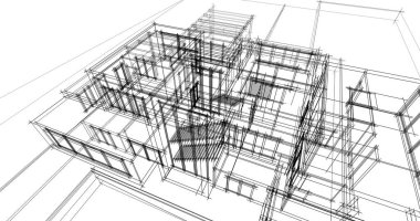 Mimari sanat konseptinde soyut çizgiler, minimum geometrik şekiller. 
