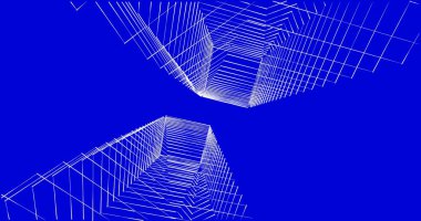 Mimari sanat konseptinde soyut çizgiler, minimum geometrik şekiller. 