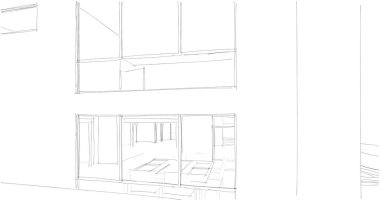 Mimari sanat konseptinde soyut çizgiler, minimum geometrik şekiller. 