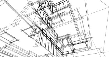 Arkaplanda mimari bina 3d illüstrasyon