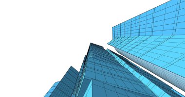 Arkaplanda mimari bina 3d illüstrasyon