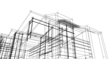 Mimari sanat konseptinde soyut çizgiler, minimum geometrik şekiller. 