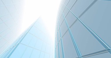 Arkaplanda mimari bina 3d illüstrasyon