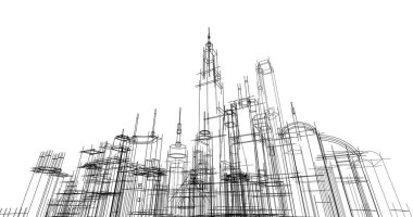 soyut mimari duvar kağıdı tasarımı, dijital konsept arkaplan