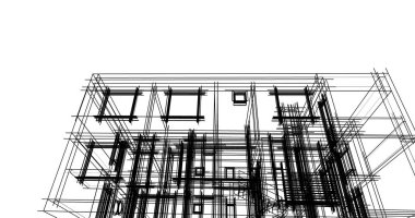 Mimari sanat konseptinde soyut çizgiler, minimum geometrik şekiller. 