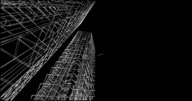 Mimari sanat konseptinde soyut çizgiler, minimum geometrik şekiller. 