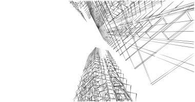 Mimari sanat konseptinde soyut çizgiler, minimum geometrik şekiller. 