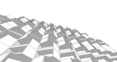 Mimari sanat konseptinde soyut çizgiler, minimum geometrik şekiller. 