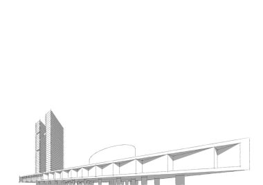 Mimari sanat konseptinde soyut çizgiler, minimum geometrik şekiller. 