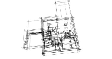 Mimari sanat konseptinde soyut çizgiler, minimum geometrik şekiller. 