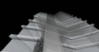 Mimari sanat konseptinde soyut çizgiler, minimum geometrik şekiller. 