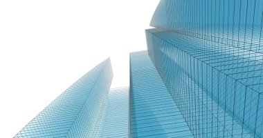 Arkaplanda mimari bina 3d illüstrasyon