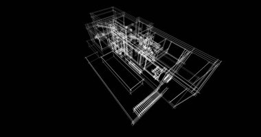 Arkaplanda mimari bina 3d illüstrasyon