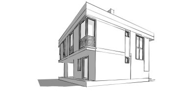 Arkaplanda mimari bina 3d illüstrasyon