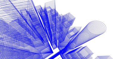 Arkaplanda mimari bina 3d illüstrasyon