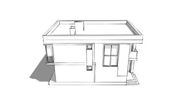 Arkaplanda mimari bina 3d illüstrasyon