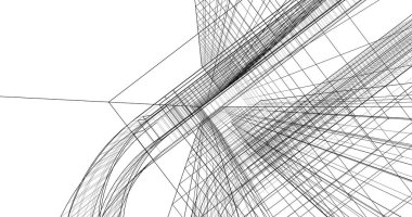 Mimari sanat konseptinde soyut çizgiler, minimum geometrik şekiller. 