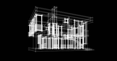 Mimari sanat konseptinde soyut çizgiler, minimum geometrik şekiller. 