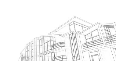 Mimari sanat konseptinde soyut çizgiler, minimum geometrik şekiller. 