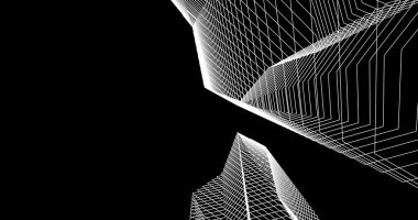 Mimari sanat konseptinde soyut çizgiler, minimum geometrik şekiller. 