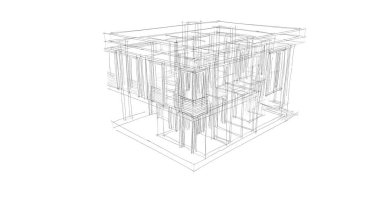 Arkaplanda mimari bina 3d illüstrasyon