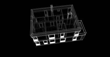 Arkaplanda mimari bina 3d illüstrasyon