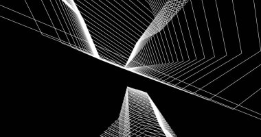 Mimari sanat konseptinde soyut çizgiler, minimum geometrik şekiller. 