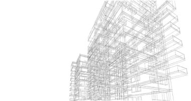 Mimari sanat konseptinde soyut çizgiler, minimum geometrik şekiller. 