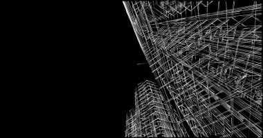 Mimari sanat konseptinde soyut çizgiler, minimum geometrik şekiller. 