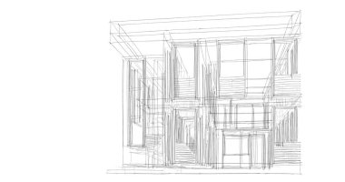 Arkaplanda mimari bina 3d illüstrasyon