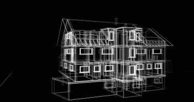 Arkaplanda mimari bina 3d illüstrasyon