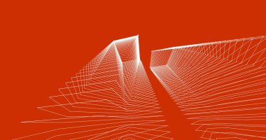 Mimari sanat konseptinde soyut çizgiler, minimum geometrik şekiller. 