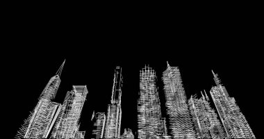 Mimari sanat konseptinde soyut çizgiler, minimum geometrik şekiller. 