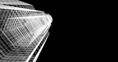 Arkaplanda mimari bina 3d illüstrasyon