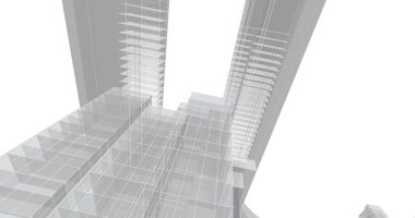 Arkaplanda mimari bina 3d illüstrasyon