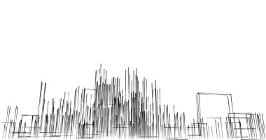 Arkaplanda mimari bina 3d illüstrasyon