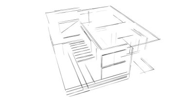 Arkaplanda mimari bina 3d illüstrasyon