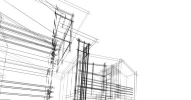 Mimari sanat konseptinde soyut çizgiler, minimum geometrik şekiller. 